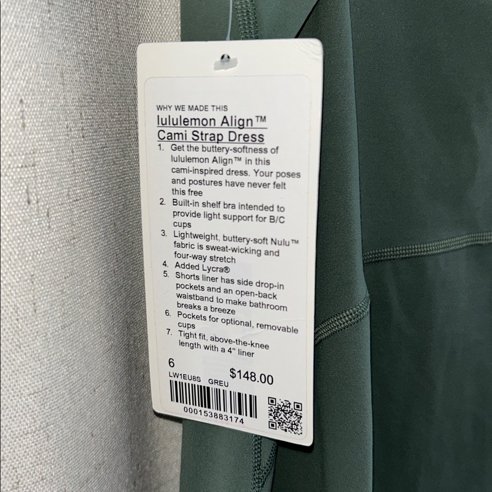 Lululemon Athletica Align Cami Strap Dress in Eucalyptus Green NWT! - Picture 7 of 11